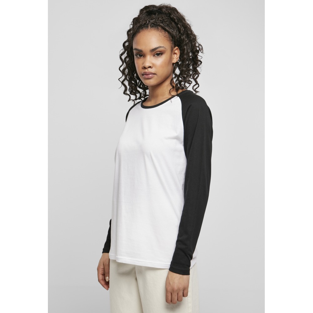 Urban Classics - Contrast Raglan Lange ärmel top - Weiß/Schwarz